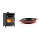 Set Kaminofen, Holzofen mit Backfach Velmora Fire ATS 90-50 ΜΑSΙΝΑ, 17.55kW + Emaillierte gusseisenpfanne mit zwei Griffen Solagio, Rubin, Ф22cm | Holzofen | Kaminofen |