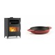 Set Kaminofen, Holzofen mit Backfach Velmora Fire ATS 90-50 ΜΑSΙΝΑ, 17.55kW + Emaillierte gusseisenpfanne mit zwei Griffen Solagio, Rubin, Ф19cm | Holzofen | Kaminofen |