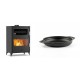 Set Kaminofen, Holzofen mit Backfach Velmora Fire ATS 90-50 ΜΑSΙΝΑ, 17.55kW + Emaillierte gusseisenpfanne mit zwei Griffen Solagio, Black Onyx, Ф19cm | Holzofen | Kaminofen |