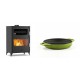 Set Kaminofen, Holzofen mit Backfach Velmora Fire ATS 90-50 ΜΑSΙΝΑ, 17.55kW + Emaillierte gusseisenpfanne mit zwei Griffen Solagio, Bamboo, Ф19cm | Holzofen | Kaminofen |