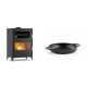 Set Kaminofen, Holzofen mit Backfach Velmora Fire ATS 90-50 ΜΑSΙΝΑ, 17.55kW + Emaillierte gusseisenpfanne mit zwei Griffen Solagio, Black Onyx, Ф16cm | Holzofen | Kaminofen |