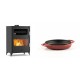 Set Kaminofen, Holzofen mit Backfach Velmora Fire ATS 90-50 ΜΑSΙΝΑ, 17.55kW + Emaillierte gusseisenpfanne mit zwei Griffen Solagio, Rubin, Ф16cm | Holzofen | Kaminofen |
