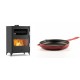 Set Kaminofen, Holzofen mit Backfach Velmora Fire ATS 90-50 ΜΑSΙΝΑ, 17.55kW + Emaillierte Gusseisenpfanne Solagio, Rubin, Ф28cm | Holzofen | Kaminofen |