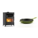 Set Kaminofen, Holzofen mit Backfach Velmora Fire ATS 90-50 ΜΑSΙΝΑ, 17.55kW + Emaillierte Gusseisenpfanne Solagio, Bamboo, Ф24cm | Holzofen | Kaminofen |