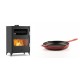 Set Kaminofen, Holzofen mit Backfach Velmora Fire ATS 90-50 ΜΑSΙΝΑ, 17.55kW + Emaillierte Gusseisenpfanne Solagio, Rubin, Ф24cm | Holzofen | Kaminofen |