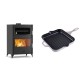 Set Kaminofen, Holzofen mit Backfach Velmora Fire ATS 90-50 ΜΑSΙΝΑ, 17.55kW + Emaillierte grillpfanne Gusseisen Solagio, Ivory, 28x28cm | Holzofen | Kaminofen |