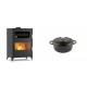 Set Kaminofen, Holzofen mit Backfach Velmora Fire ATS 90-50 ΜΑSΙΝΑ, 17.55kW + Gusseisen Topf Tiefer Solagio, Black Onyx, Ф12 | Holzofen | Kaminofen |