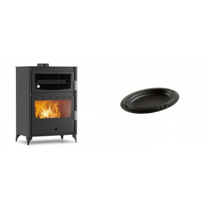 Set Kaminofen, Holzofen mit Backfach Velmora Fire ATS 90-50 ΜΑSΙΝΑ, 17.55kW + Gusseiserne auflaufform Solagio oval, 17x28cm - Kaminofen - Holzofen mit Backfach