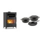 Set Kaminofen, Holzofen mit Backfach Velmora Fire ATS 90-50 ΜΑSΙΝΑ, 17.55kW + Gusseisen Topf Set aus 3 teilen Solagio, Black Onyx | Holzofen | Kaminofen |
