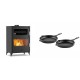 Set Kaminofen, Holzofen mit Backfach Velmora Fire ATS 90-50 ΜΑSΙΝΑ, 17.55kW + Gusseisen Topf Set aus 2 teilen Solagio, Black Onyx | Holzofen | Kaminofen |