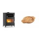 Set Kaminofen, Holzofen mit Backfach Velmora Fire ATS 90-50 ΜΑSΙΝΑ, 17.55kW + Holz untersetzer für gusseisenschüssel Solagio HSYKTV22 | Holzofen | Kaminofen |