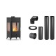 Set Kaminofen, Holzofen Velmora Fire ATS 90-10 3 SIDE, 12.12kW + Schornstein Bausatz PARKANEX, Stahl Ø150, Dicke 2mm | Holzofen | Kaminofen |
