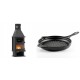 Set Kaminofen, Holzofen mit Backfach Velmora Fire FS AERO 90-50, 20.12kW + Emaillierte grillpfanne Gusseisen Solagio, Black Onyx, Ф28cm | Holzofen | Kaminofen |