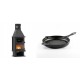 Set Kaminofen, Holzofen mit Backfach Velmora Fire FS AERO 90-50, 20.12kW + Emaillierte grillpfanne Gusseisen Solagio, Black Onyx, Ф24cm | Holzofen | Kaminofen |
