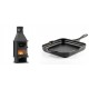 Set Kaminofen, Holzofen mit Backfach Velmora Fire FS AERO 90-50, 20.12kW + Emaillierte Gusseisenpfanne Solagio, Black Onyx, 28x28cm | Holzofen | Kaminofen |