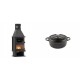 Set Kaminofen, Holzofen mit Backfach Velmora Fire FS AERO 90-50, 20.12kW + Gusseisen Topf Tiefer Solagio, Black Onyx, Ф12 | Holzofen | Kaminofen |