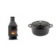 Set Kaminofen, Holzofen mit Backfach Velmora Fire FS AERO 90-50, 20.12kW + Gusseisen Topf Tiefer Solagio, Black Onyx, Ф24 | Holzofen | Kaminofen |