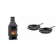 Set Kaminofen, Holzofen mit Backfach Velmora Fire FS AERO 90-50, 20.12kW + Gusseisen Topf Set aus 2 teilen Solagio, Black Onyx | Holzofen | Kaminofen |