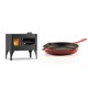 Set Küchenofen / Küchenhexe mit Backofen und Kochplatte Velmora Fire ATS ΜΑSΙΝΑ VERGINA, 10.2kW + Emaillierte grillpfanne Gusseisen Solagio, Rubin, Ф28cm | Holzofen | Kaminofen |