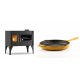 Set Küchenofen / Küchenhexe mit Backofen und Kochplatte Velmora Fire ATS ΜΑSΙΝΑ VERGINA, 10.2kW + Emaillierte grillpfanne Gusseisen Solagio, Dijon, Ф28cm | Holzofen | Kaminofen |
