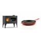Set Küchenofen / Küchenhexe mit Backofen und Kochplatte Velmora Fire ATS ΜΑSΙΝΑ VERGINA, 10.2kW + Emaillierte grillpfanne Gusseisen Solagio, Rubin, Ф24cm | Holzofen | Kaminofen |