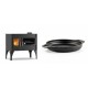 Set Küchenofen / Küchenhexe mit Backofen und Kochplatte Velmora Fire ATS ΜΑSΙΝΑ VERGINA, 10.2kW + Emaillierte gusseisenpfanne mit zwei Griffen Solagio, Black Onyx, Ф22cm | Holzofen | Kaminofen |