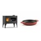 Set Küchenofen / Küchenhexe mit Backofen und Kochplatte Velmora Fire ATS ΜΑSΙΝΑ VERGINA, 10.2kW + Emaillierte gusseisenpfanne mit zwei Griffen Solagio, Rubin, Ф19cm | Holzofen | Kaminofen |
