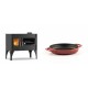 Set Küchenofen / Küchenhexe mit Backofen und Kochplatte Velmora Fire ATS ΜΑSΙΝΑ VERGINA, 10.2kW + Emaillierte gusseisenpfanne mit zwei Griffen Solagio, Rubin, Ф16cm | Holzofen | Kaminofen |