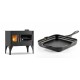 Set Küchenofen / Küchenhexe mit Backofen und Kochplatte Velmora Fire ATS ΜΑSΙΝΑ VERGINA, 10.2kW + Emaillierte Gusseisenpfanne Solagio, Black Onyx, 28x28cm | Holzofen | Kaminofen |
