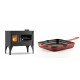 Set Küchenofen / Küchenhexe mit Backofen und Kochplatte Velmora Fire ATS ΜΑSΙΝΑ VERGINA, 10.2kW + Emaillierte Gusseisenpfanne Solagio, Rubin, 28x28cm | Holzofen | Kaminofen |
