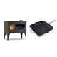 Set Küchenofen / Küchenhexe mit Backofen und Kochplatte Velmora Fire ATS ΜΑSΙΝΑ VERGINA, 10.2kW + Emaillierte grillpfanne Gusseisen Solagio, Ivory, 28x28cm | Holzofen | Kaminofen |
