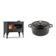 Set Küchenofen / Küchenhexe mit Backofen und Kochplatte Velmora Fire ATS ΜΑSΙΝΑ VERGINA, 10.2kW + Gusseisen Topf Tiefer Solagio, Black Onyx, Ф24 | Holzofen | Kaminofen |