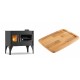 Set Küchenofen / Küchenhexe mit Backofen und Kochplatte Velmora Fire ATS ΜΑSΙΝΑ VERGINA, 10.2kW + Holz untersetzer für gusseisenplatte Solagio HSST2131 | Holzofen | Kaminofen |