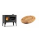 Set Küchenofen / Küchenhexe mit Backofen und Kochplatte Velmora Fire ATS ΜΑSΙΝΑ VERGINA, 10.2kW + Holz untersetzer für ovale platte Solagio HSOISK2533, 25x33cm | Holzofen | Kaminofen |