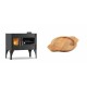 Set Küchenofen / Küchenhexe mit Backofen und Kochplatte Velmora Fire ATS ΜΑSΙΝΑ VERGINA, 10.2kW + Holz untersetzer für gusseisenschüssel Solagio HSYKTV22 | Holzofen | Kaminofen |