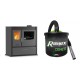 Set Küchenofen / Küchenhexe mit Backofen und Kochplatte Velmora Fire ATS ΜΑSΙΝΑ PLUS 900, 12.15kW + Elektrischer Aschesauger Ribimex, Modell Cenetì, Fassungsvermögen 15 L | Holzofen | Kaminofen |