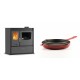 Set Küchenofen / Küchenhexe mit Backofen und Kochplatte Velmora Fire ATS ΜΑSΙΝΑ PLUS 900, 12.15kW + Emaillierte grillpfanne Gusseisen Solagio, Rubin, Ф24cm | Holzofen | Kaminofen |