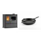 Set Küchenofen / Küchenhexe mit Backofen und Kochplatte Velmora Fire ATS ΜΑSΙΝΑ PLUS 900, 12.15kW + Emaillierte grillpfanne Gusseisen Solagio, Black Onyx, Ф24cm | Holzofen | Kaminofen |