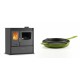 Set Küchenofen / Küchenhexe mit Backofen und Kochplatte Velmora Fire ATS ΜΑSΙΝΑ PLUS 900, 12.15kW + Emaillierte grillpfanne Gusseisen Solagio, Bamboo, Ф24cm | Holzofen | Kaminofen |