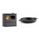 Set Küchenofen / Küchenhexe mit Backofen und Kochplatte Velmora Fire ATS ΜΑSΙΝΑ PLUS 900, 12.15kW + Emaillierte gusseisenpfanne mit zwei Griffen Solagio, Black Onyx, Ф22cm | Holzofen | Kaminofen |