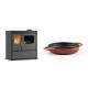 Set Küchenofen / Küchenhexe mit Backofen und Kochplatte Velmora Fire ATS ΜΑSΙΝΑ PLUS 900, 12.15kW + Emaillierte gusseisenpfanne mit zwei Griffen Solagio, Rubin, Ф19cm | Holzofen | Kaminofen |