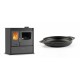 Set Küchenofen / Küchenhexe mit Backofen und Kochplatte Velmora Fire ATS ΜΑSΙΝΑ PLUS 900, 12.15kW + Emaillierte gusseisenpfanne mit zwei Griffen Solagio, Black Onyx, Ф19cm | Holzofen | Kaminofen |