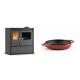 Set Küchenofen / Küchenhexe mit Backofen und Kochplatte Velmora Fire ATS ΜΑSΙΝΑ PLUS 900, 12.15kW + Emaillierte gusseisenpfanne mit zwei Griffen Solagio, Rubin, Ф16cm | Holzofen | Kaminofen |