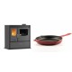 Set Küchenofen / Küchenhexe mit Backofen und Kochplatte Velmora Fire ATS ΜΑSΙΝΑ PLUS 900, 12.15kW + Emaillierte Gusseisenpfanne Solagio, Rubin, Ф28cm | Holzofen | Kaminofen |