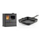 Set Küchenofen / Küchenhexe mit Backofen und Kochplatte Velmora Fire ATS ΜΑSΙΝΑ PLUS 900, 12.15kW + Emaillierte Gusseisenpfanne Solagio, Black Onyx, 28x28cm | Holzofen | Kaminofen |