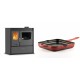 Set Küchenofen / Küchenhexe mit Backofen und Kochplatte Velmora Fire ATS ΜΑSΙΝΑ PLUS 900, 12.15kW + Emaillierte Gusseisenpfanne Solagio, Rubin, 28x28cm | Holzofen | Kaminofen |