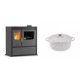 Set Küchenofen / Küchenhexe mit Backofen und Kochplatte Velmora Fire ATS ΜΑSΙΝΑ PLUS 900, 12.15kW + Gusseisen Topf Tiefer Solagio, Ivory, Ф20 | Holzofen | Kaminofen |