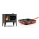 Set Küchenofen / Küchenhexe mit Backofen und Kochplatte Velmora Fire ATS ΜΑSΙΝΑ PLUS 500, 11.2kW + Emaillierte grillpfanne Gusseisen Solagio, Rubin, 28x28cm | Holzofen | Kaminofen |