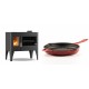 Set Küchenofen / Küchenhexe mit Backofen und Kochplatte Velmora Fire ATS ΜΑSΙΝΑ PLUS 500, 11.2kW + Emaillierte grillpfanne Gusseisen Solagio, Rubin, Ф28cm | Holzofen | Kaminofen |