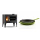 Set Küchenofen / Küchenhexe mit Backofen und Kochplatte Velmora Fire ATS ΜΑSΙΝΑ PLUS 500, 11.2kW + Emaillierte grillpfanne Gusseisen Solagio, Bamboo, Ф28cm | Holzofen | Kaminofen |